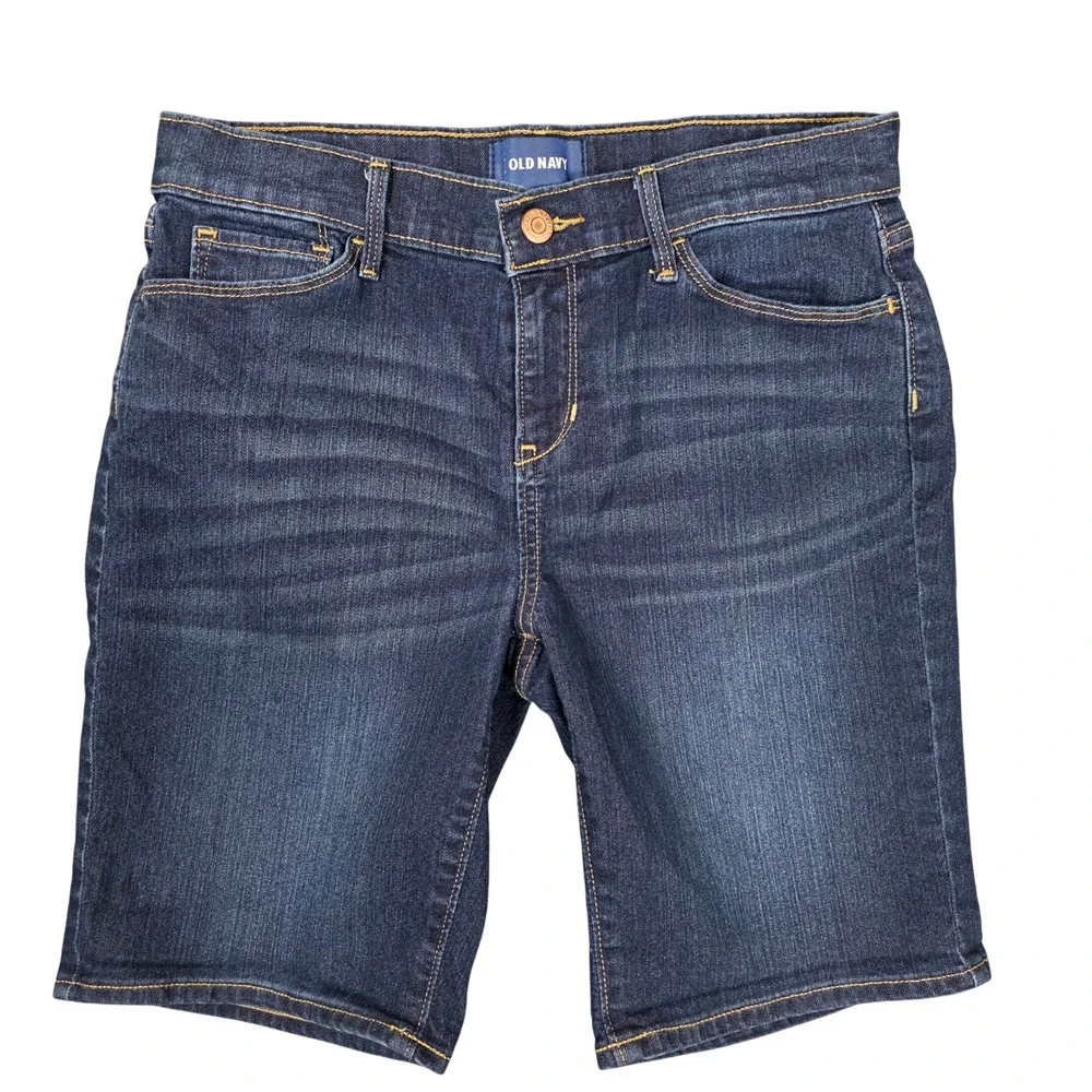 Old Navy Denim Shorts Girls Size 16 Regular Blue Long Length Jean‎ Shorts